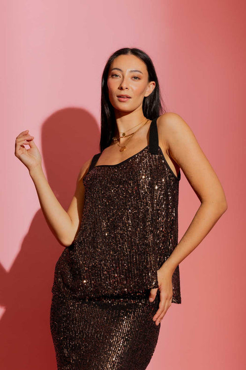 Copper Sequin Crop Cami