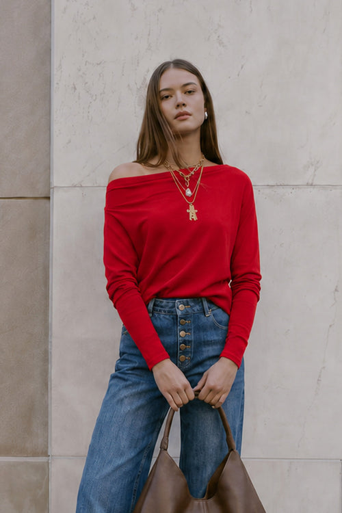 Crimson Tencel Drape Top