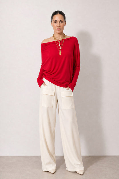 Crimson Tencel Drape Top