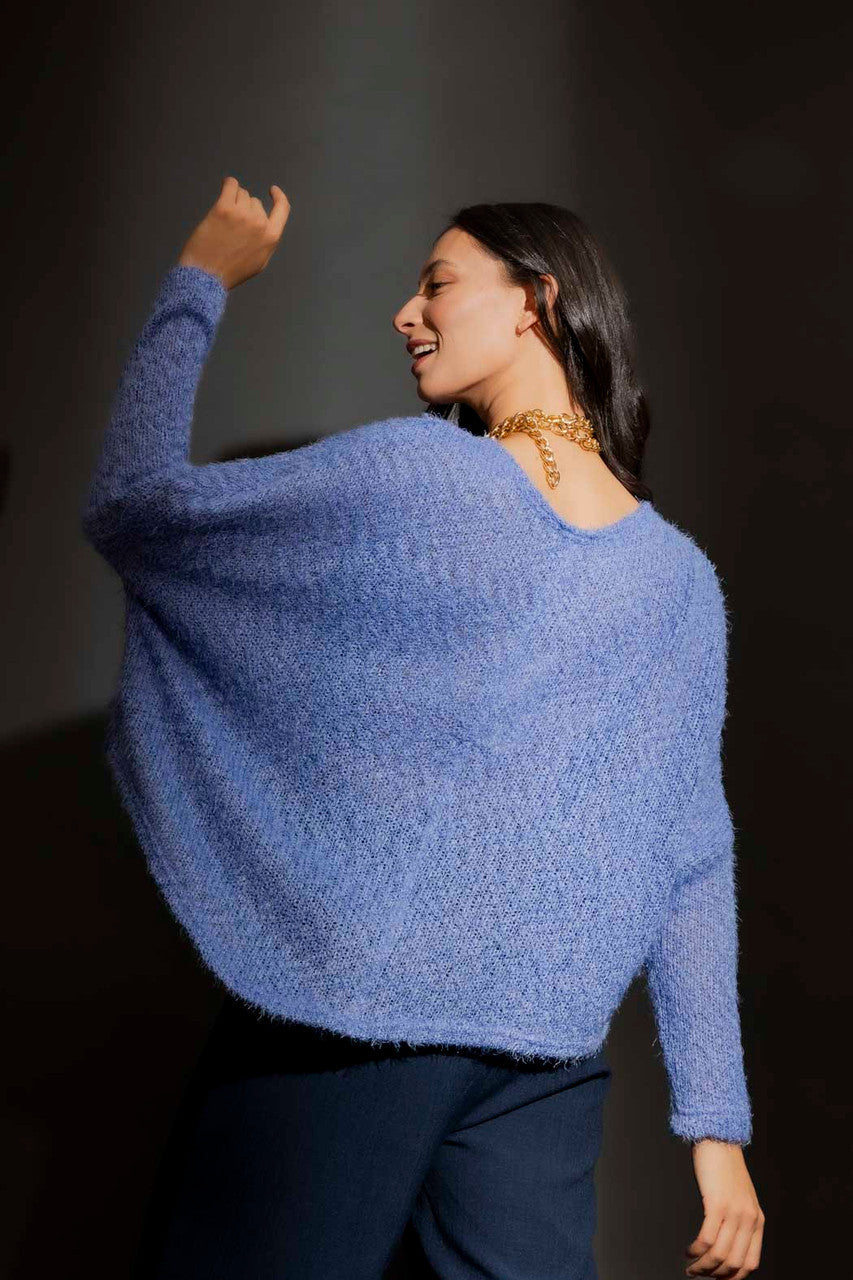 Cornflower Fluffy Crew Neck Jumper